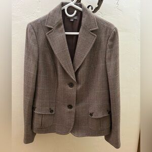 Ann Taylor Taupe Plaid Blazer